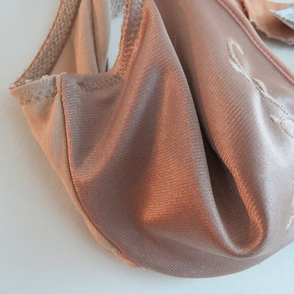 VINTAGE MINIMZER BY LILYETTE Satin Embroidered Bra in Nude Beige - Size 36B - Picture 7 of 15